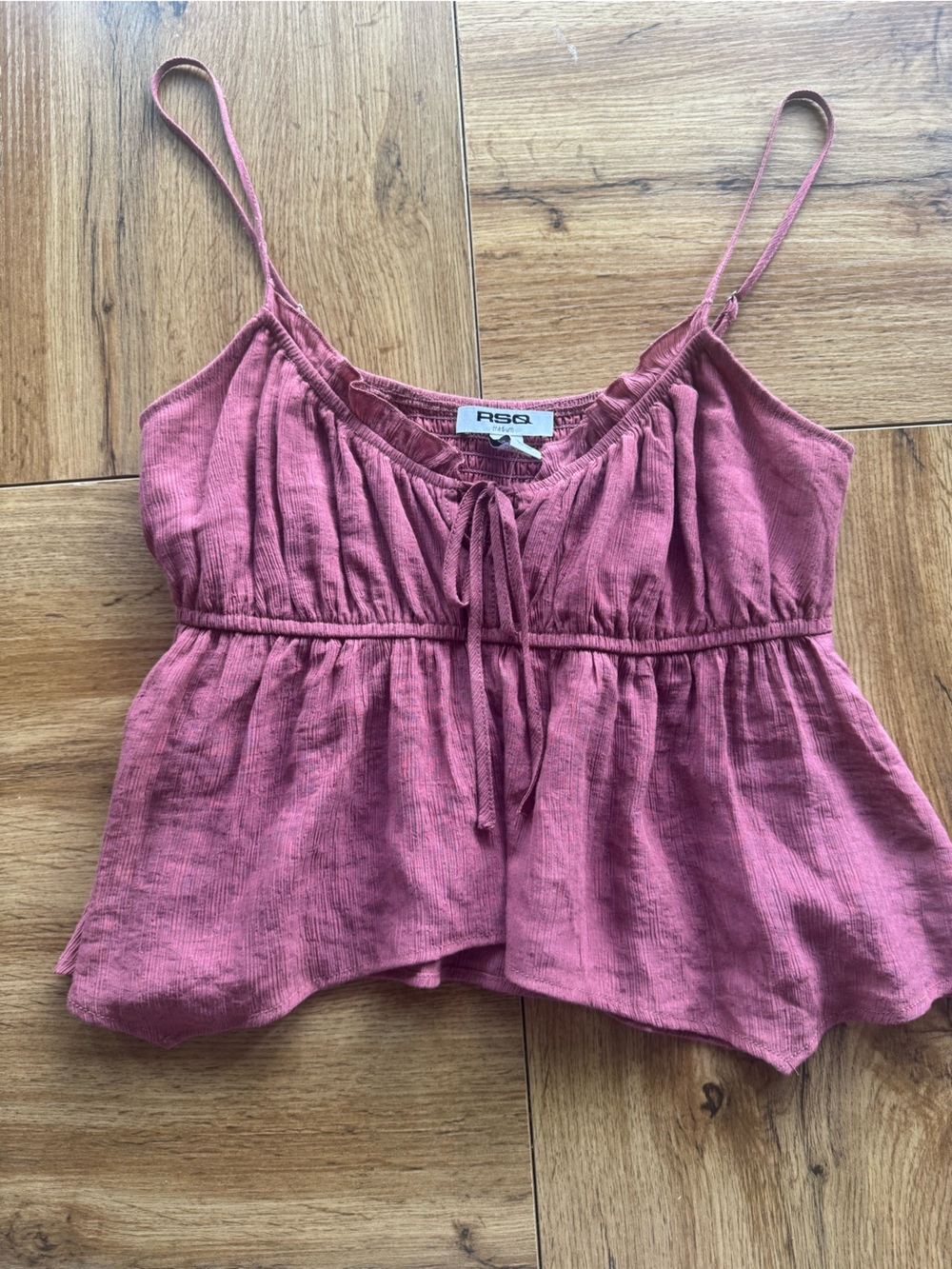 RSQ Burgundy Tie-Front Peplum Camisole - Picture 2 of 4